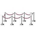 Montour Line Stanchion Post & Rope Kit Pol.Steel, 8CrownTop 7Maroon Rope 8.5x11VSign C-Kit-7-PS-CN-1-Tapped-1-8511-V-7-PVR-MN-PS